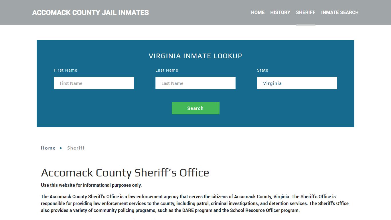 Accomack County Sheriff, VA Arrest Warrant Lookup