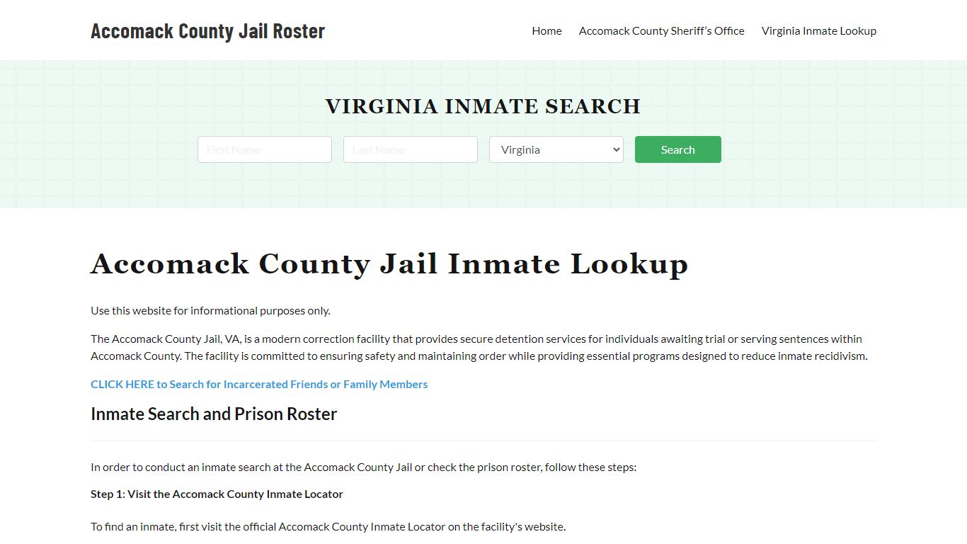 Accomack County Jail Roster Lookup, VA, Inmate Search