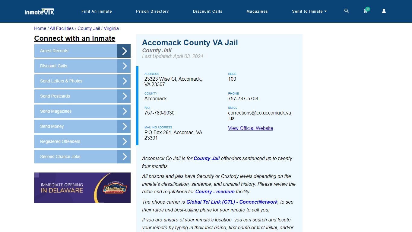 Accomack County VA Jail - Inmate Locator